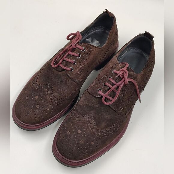 Hugo Boss Oxford Bokio Wingtip Men's Brown Suede Brogue Shoes Sz 41 - Picture 9 of 16